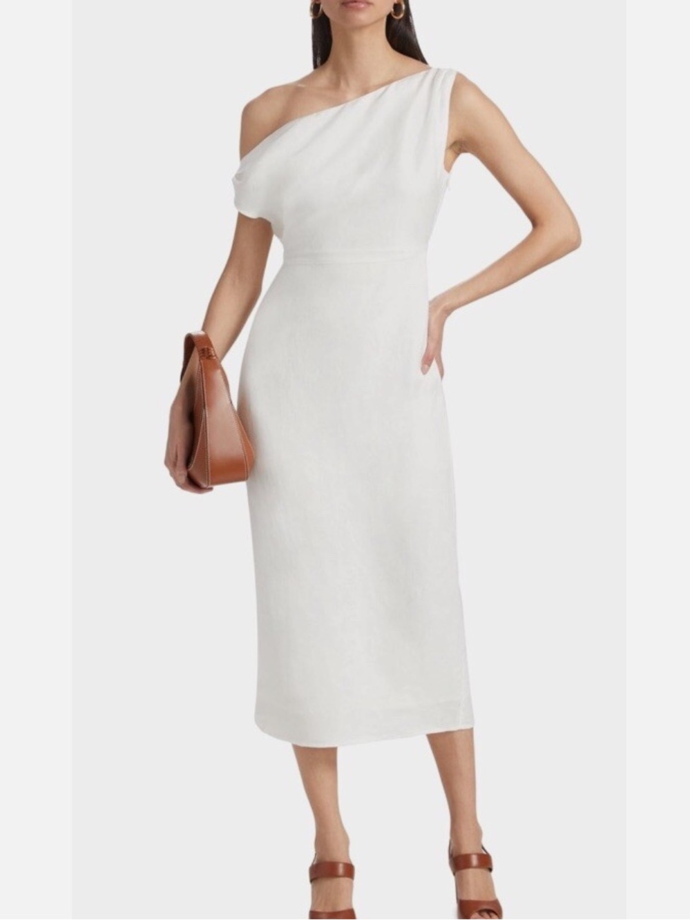NWT If Only Studio Off the Shoulder White Linen Midi Dress size 6